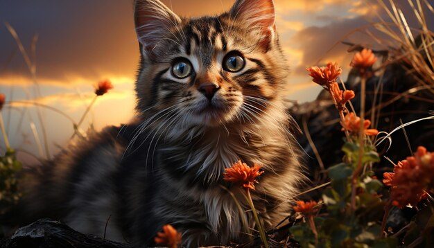 202601fluffy-kitten-sitting-grass-staring-sunset-playful-generated-artificial-intelligence_25030-67836